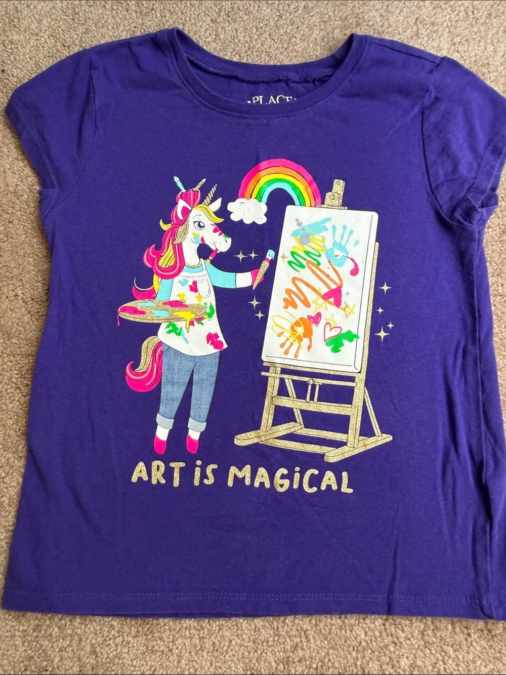The Children's Place Purple Unicorn 'Art Is Magical' Painting Tee